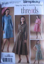 2996 PRINCESS SHIRTWAIST DRESS LENGTHS PATTERN 8-16 BCD CUP